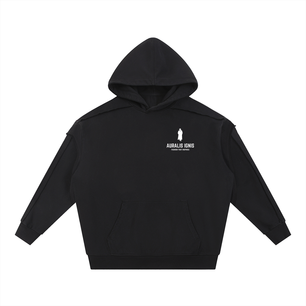 Contrast Tape Raw Edge Double Layered Hoodie