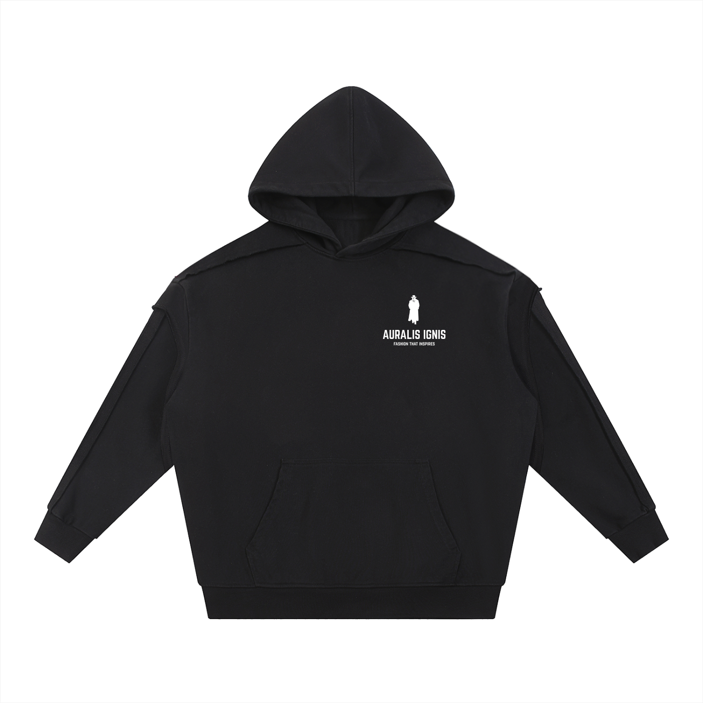 Contrast Tape Raw Edge Double Layered Hoodie